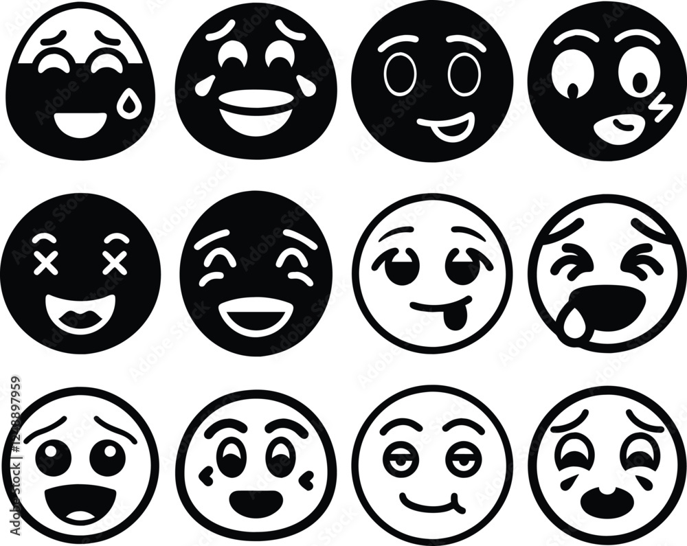 Sad & Embarrassed Emoji Vector Set | Emotional Faces & Expressions. Vector illustration. Sad & Embarrassed Emoji Vector Set | Emotional Faces & Expressions. Vector illustration.