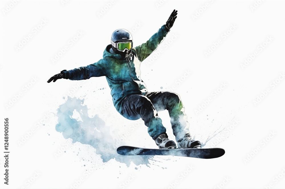 Obraz premium Abstract silhouette healthy lifestyle energy sport watercolor illustration in action, people theme concept texture design. 