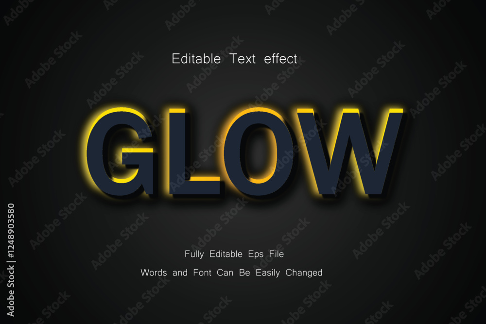 Obraz premium Glow Background Text Effect, Editable Text Effect, Neon Light Typography, Futuristic Text Design, Graphic Design Template,