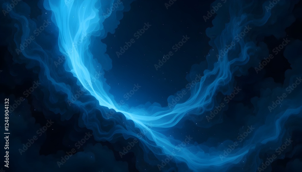Obraz premium Abstract Blue Energy Wave with Glowing Light Streaks in a Cosmic Background