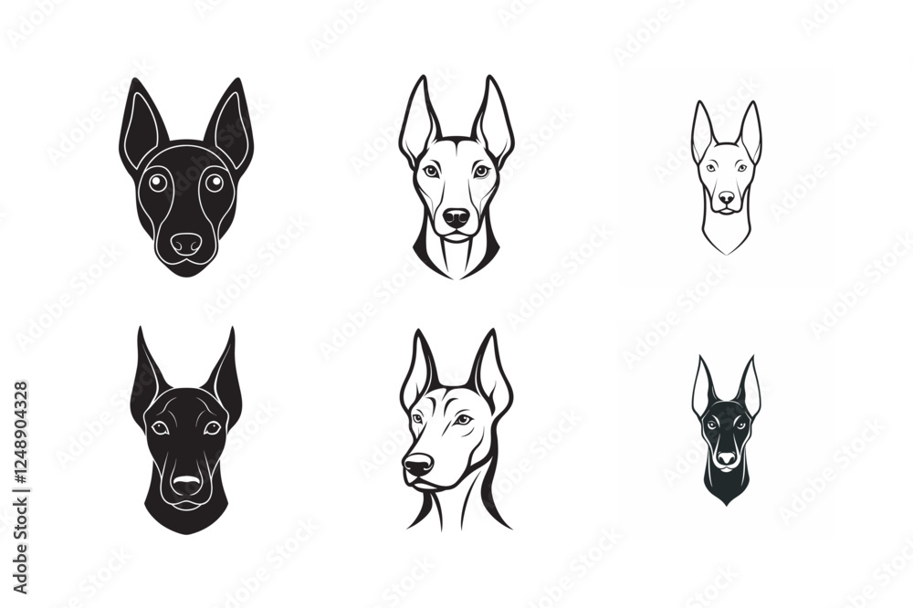 Fototapeta premium A sleek, sharp silhouette of a Doberman’s head 