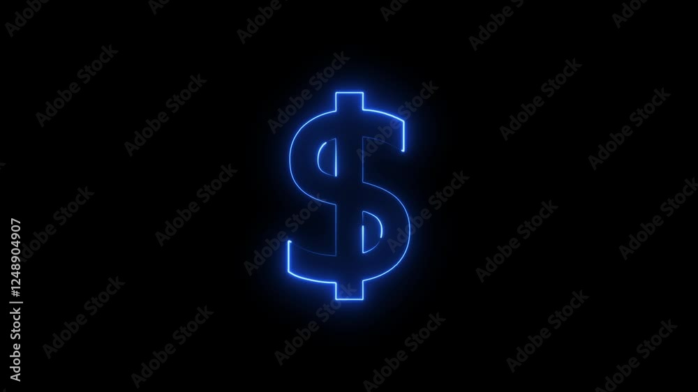 Animation of glowing neon Dollar sign. neon dollar sign . Animation of glowing neon Dollar sign. neon dollar sign .