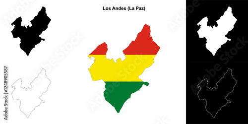Los Andes province outline map set