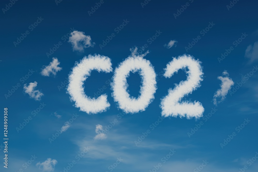 CO2 symbol formed by clouds against a clear blue sky. CO2 symbol formed by clouds against a clear blue sky.