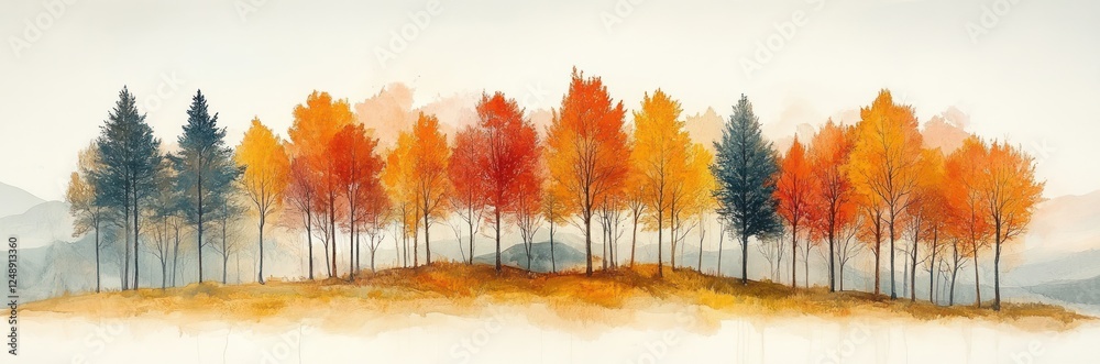 Fototapeta premium Vibrant Forest Trees with White Background in Summer Light