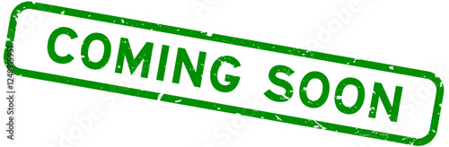 Grunge green coming soon word square rubber seal stamp on white background