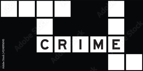 Alphabet letter in word crime on crossword puzzle background