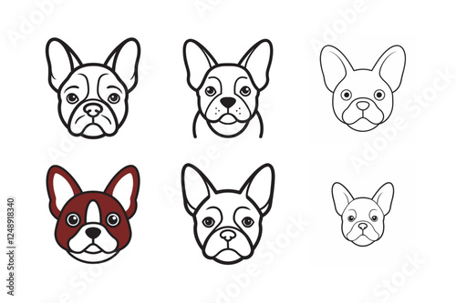 A compact, rounded outline of a French Bulldog face