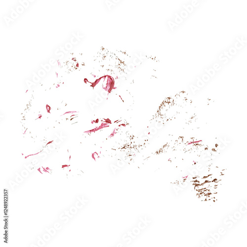 Red stains drop dry brush. Grunge red gouache acrylic texture stain label ink vector background