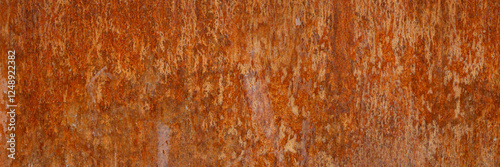 Panoramic grunge rusted metal texture, rust and oxidized metal background. Ol...