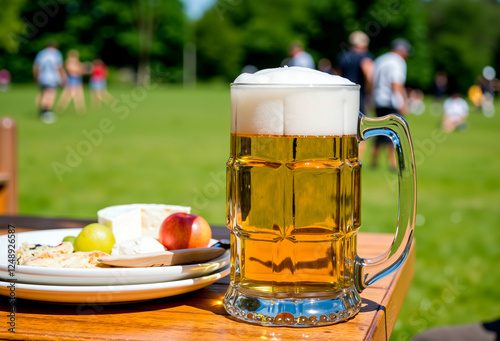 Beer on a picnic: the perfect combination of a cool drink and a summer vacation photo