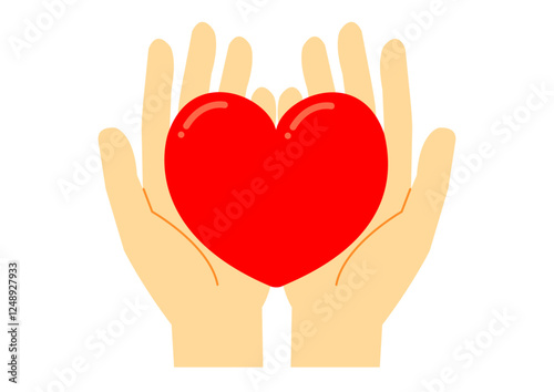 手のひらに乗せたハートのイラスト
