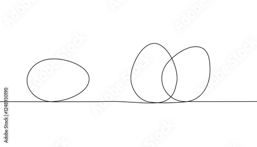 Easter eggs one line art. hand drawn continuous line eggs. continuous one line drawing of whole egg in shell