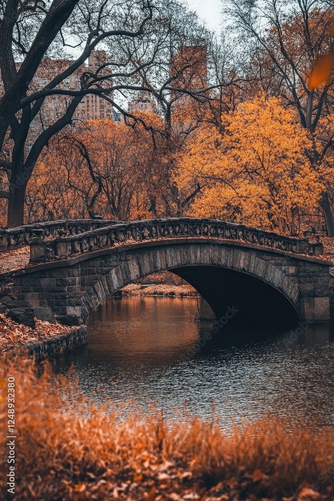 Obraz premium A historic stone bridge arching over a quiet river