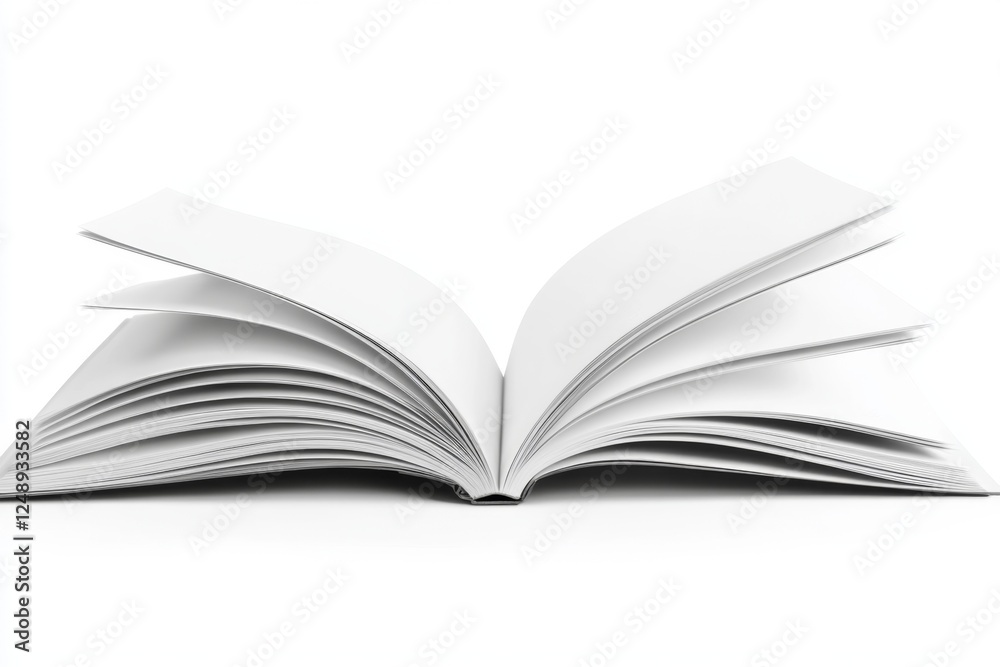 Blank book open pages studio shot, white background, design mockup Blank book open pages studio shot, white background, design mockup