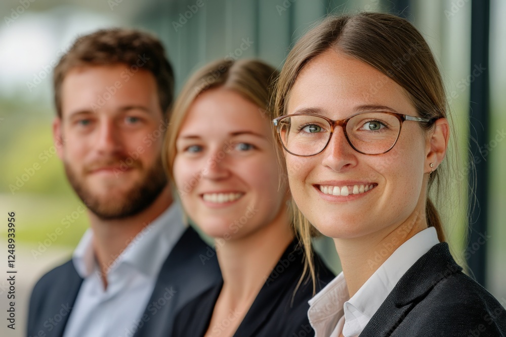group of smiling business professionals standing together