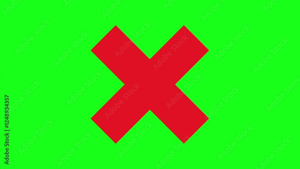 Red Cross Mark on Green Screen – Error, Cancel, Wrong Symbol Animation Red Cross Mark on Green Screen – Error, Cancel, Wrong Symbol Animation