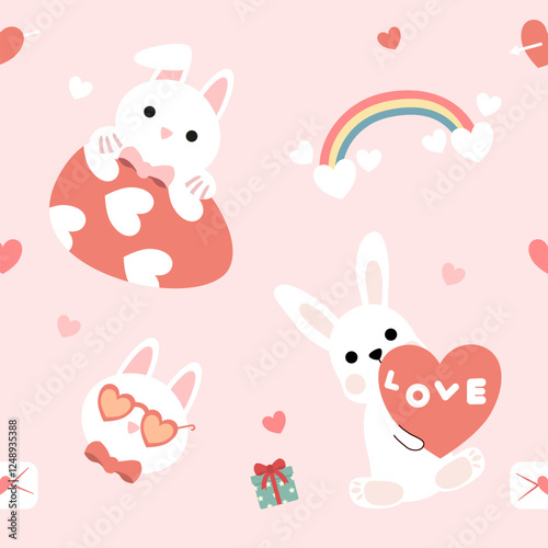 Wallpaper Mural Hand drawn valentine's day seamless pattern with romantic symbols. Torontodigital.ca