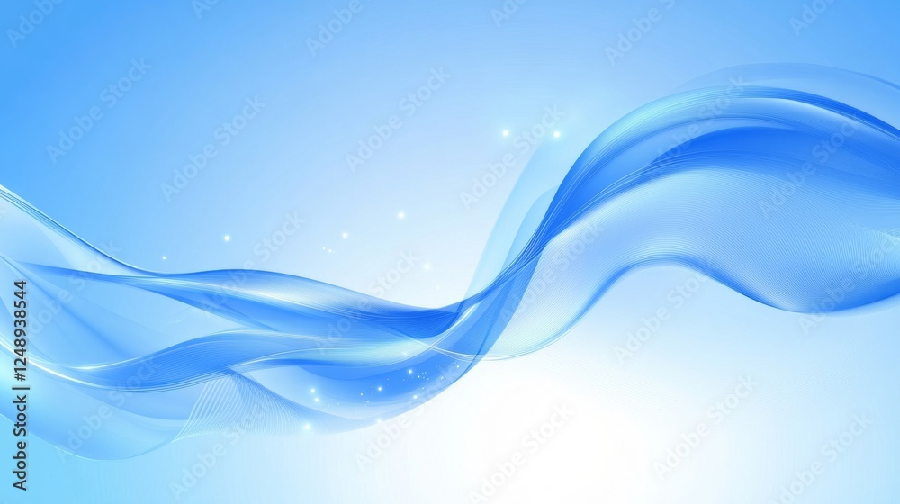 Fototapeta premium Abstract Blue Wave Flowing Pattern, Digital Art, Futuristic Technology, Wallpaper Design