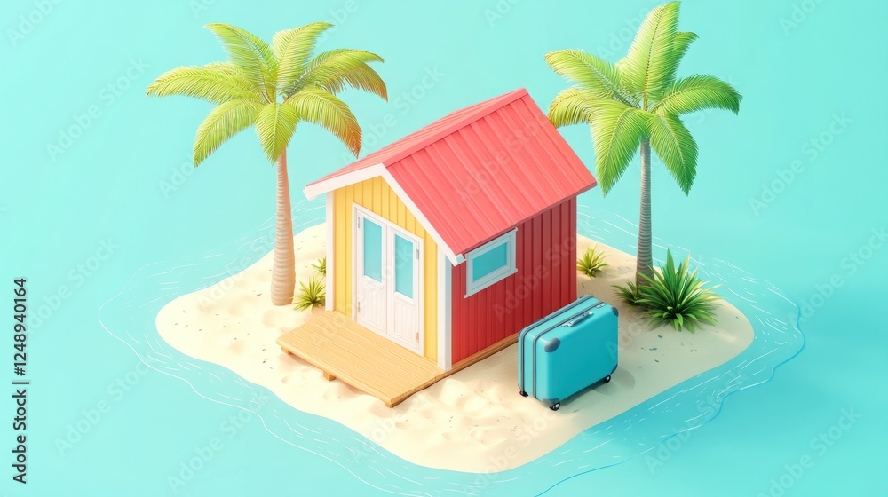 Fototapeta premium Tropical beach house vacation getaway