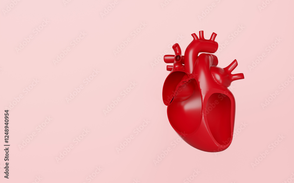 3d realistic human heart isolated on pink background. 3d illustration render 3d realistic human heart isolated on pink background. 3d illustration render