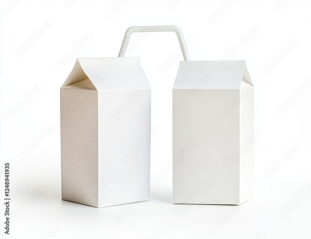 Two blank gabletop cartons, handle, studio, packaging mockup Two blank gabletop cartons, handle, studio, packaging mockup
