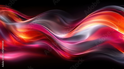 Abstract red and orange wave motion, dark background, digital art, website banner