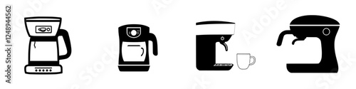 Variety of coffee makers showcasing different brewing methods in a minimalist design