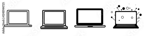 Illustrations of different laptop designs showcasing evolving styles and digital creativity for modern technology