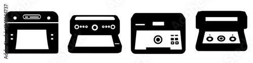 Assorted kitchen appliances illustrated in black silhouette showcasing functionality and modern design