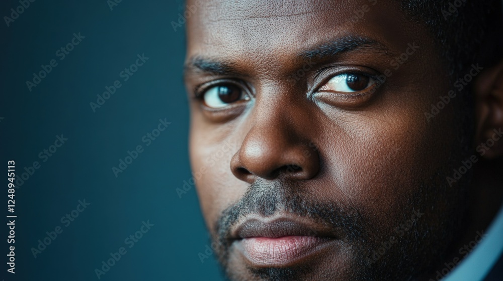 close up portrait of a dark skinned man close up portrait of a dark skinned man