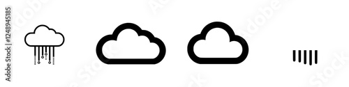 Weather symbols representing rain, cloudy skies, and precipitation in a minimalist design