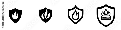 Fire safety icons in a simple and modern design for educational purposes