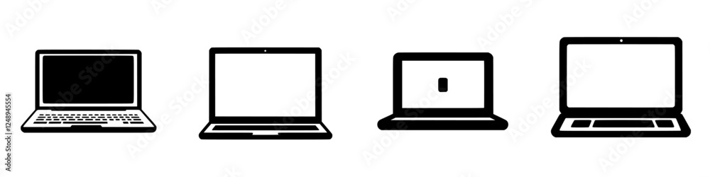 Various designs of laptop computers displayed in a horizontal line emphasizing different models and styles Various designs of laptop computers displayed in a horizontal line emphasizing different models and styles