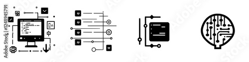 Graphic representation of technology components in programming and artificial intelligence development