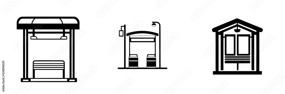 Various designs of bus stops showcasing modern and traditional styles in urban settings Various designs of bus stops showcasing modern and traditional styles in urban settings