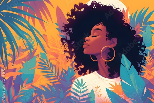 Elegant Woman in Floral Silhouette with Music and Glamour