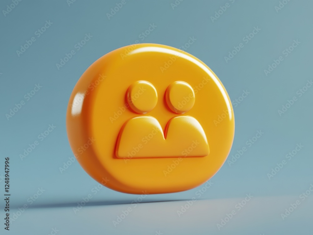 Fototapeta premium 3D image of a yellow pill shaped like an emoji with a frowning face.