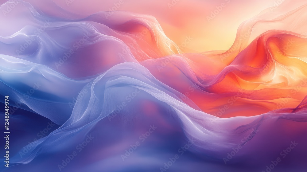 Abstract colorful flowing fabric, sunset backdrop, design element Abstract colorful flowing fabric, sunset backdrop, design element