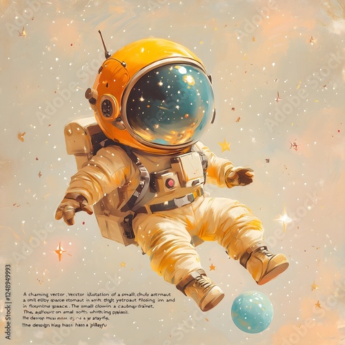 3D illustration of an astronaut, robot, and spaceship in space with a futuristic android character, metallic design, and high-tech concept in a cartoon style