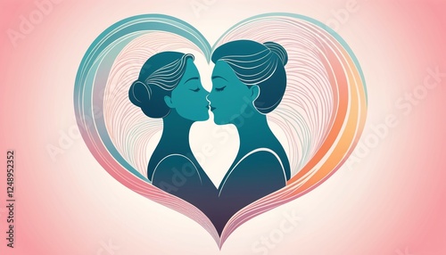 Silhouette of beloved wedding couple in artistic style greeting card