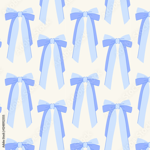 Seamless pattern with bows and ribbons. Hand drawn trendy pattern for background, print, scrapbook, fabric, textile design.