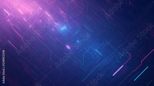 Futuristic Blue Abstract Background with Particles and Energy Flow