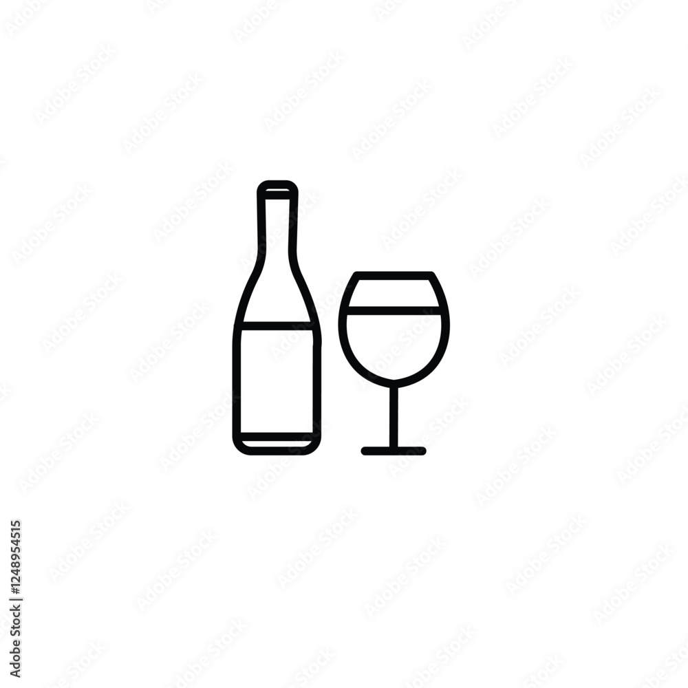Wine vector icon in linear, outline icon isolated on white background Wine vector icon in linear, outline icon isolated on white background