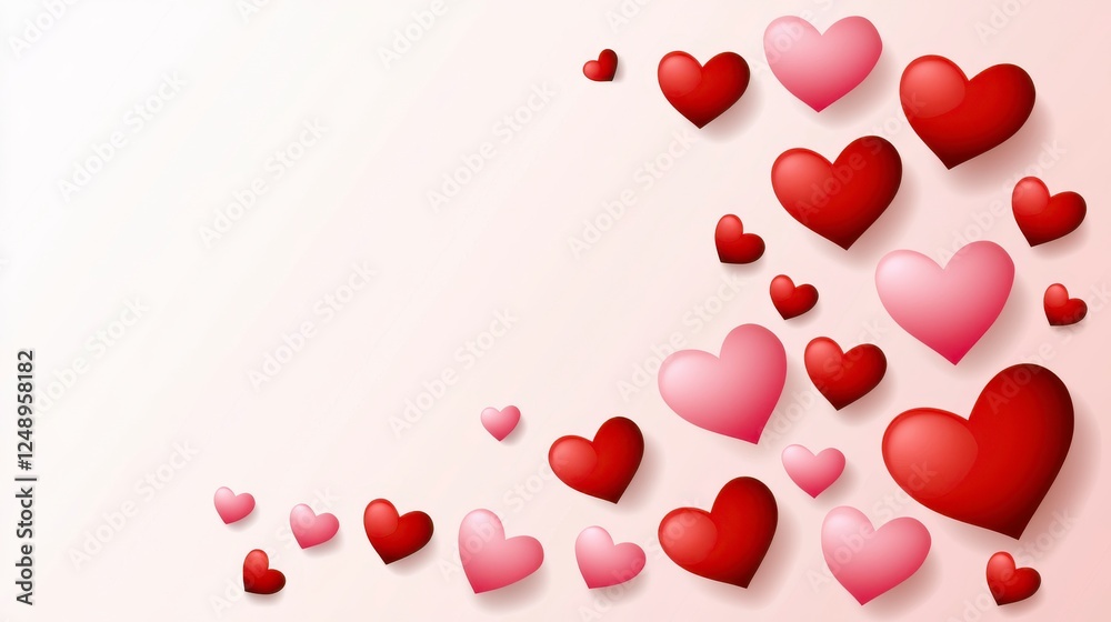 Red and Pink Hearts Background Design