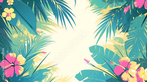 summer background with tropical flowers