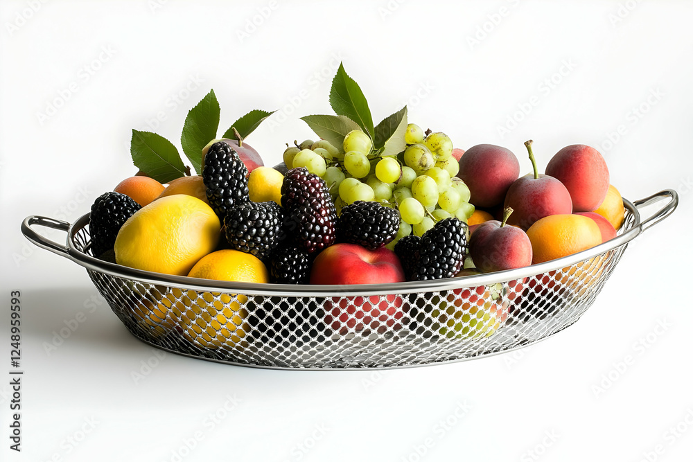 Summer fruit bowl, studio shot, white background, healthy snack Summer fruit bowl, studio shot, white background, healthy snack