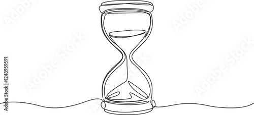 continuous single line drawing of an hourglass, line art vector illustration