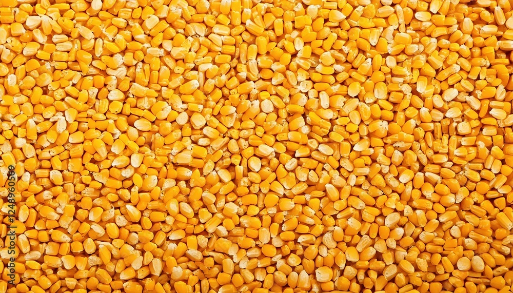Yellow corn kernels spread out on a flat surface in a bright indoor setting Yellow corn kernels spread out on a flat surface in a bright indoor setting
