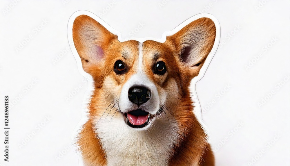 Happy corgi with bright eyes and playful expression against a white background Happy corgi with bright eyes and playful expression against a white background